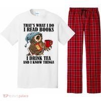 Owl I Read Books Drink Tea Know Things Funny Pajama Set thumb 0