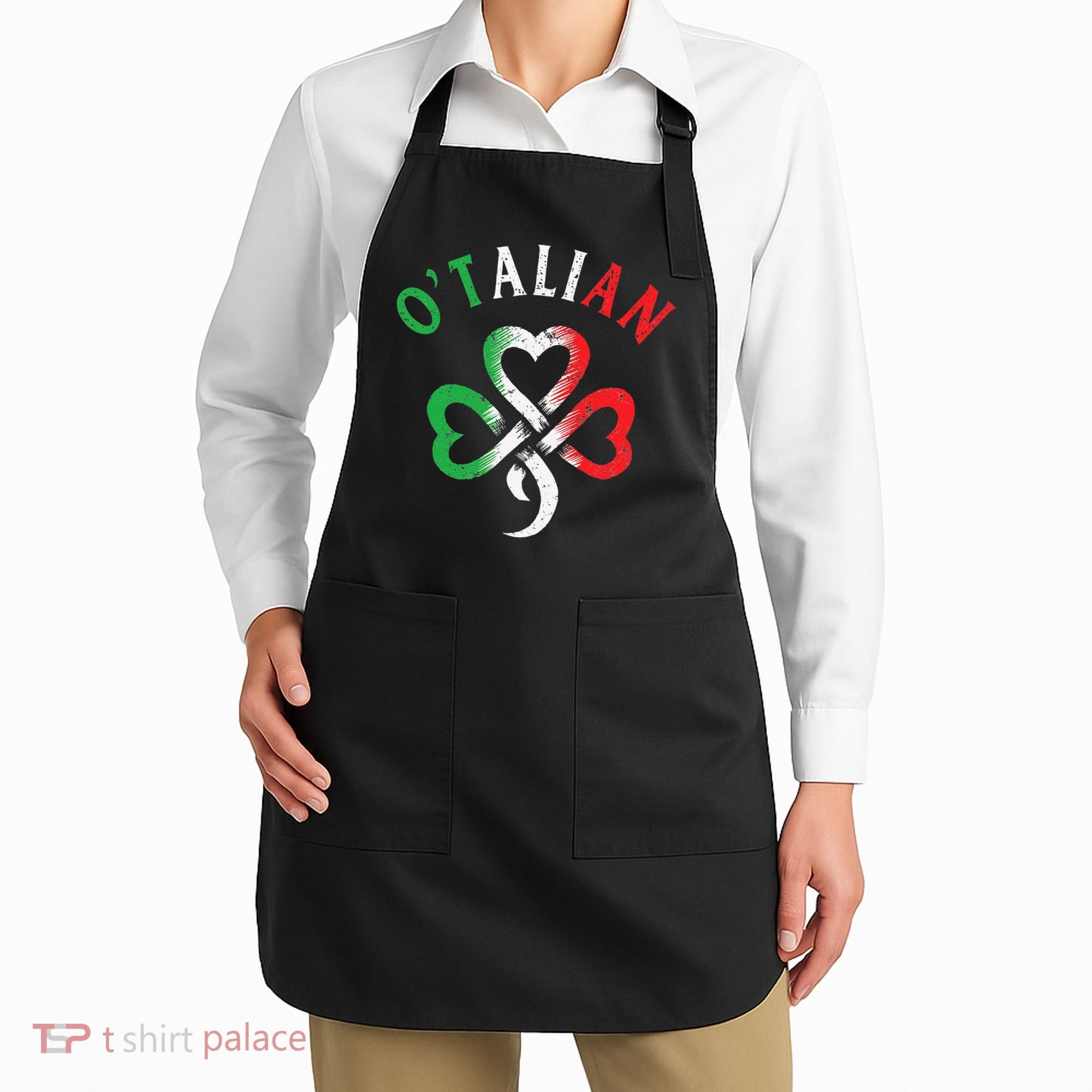 O'talian Italian St Patrick's Day Italia Flag Shamrock Apron