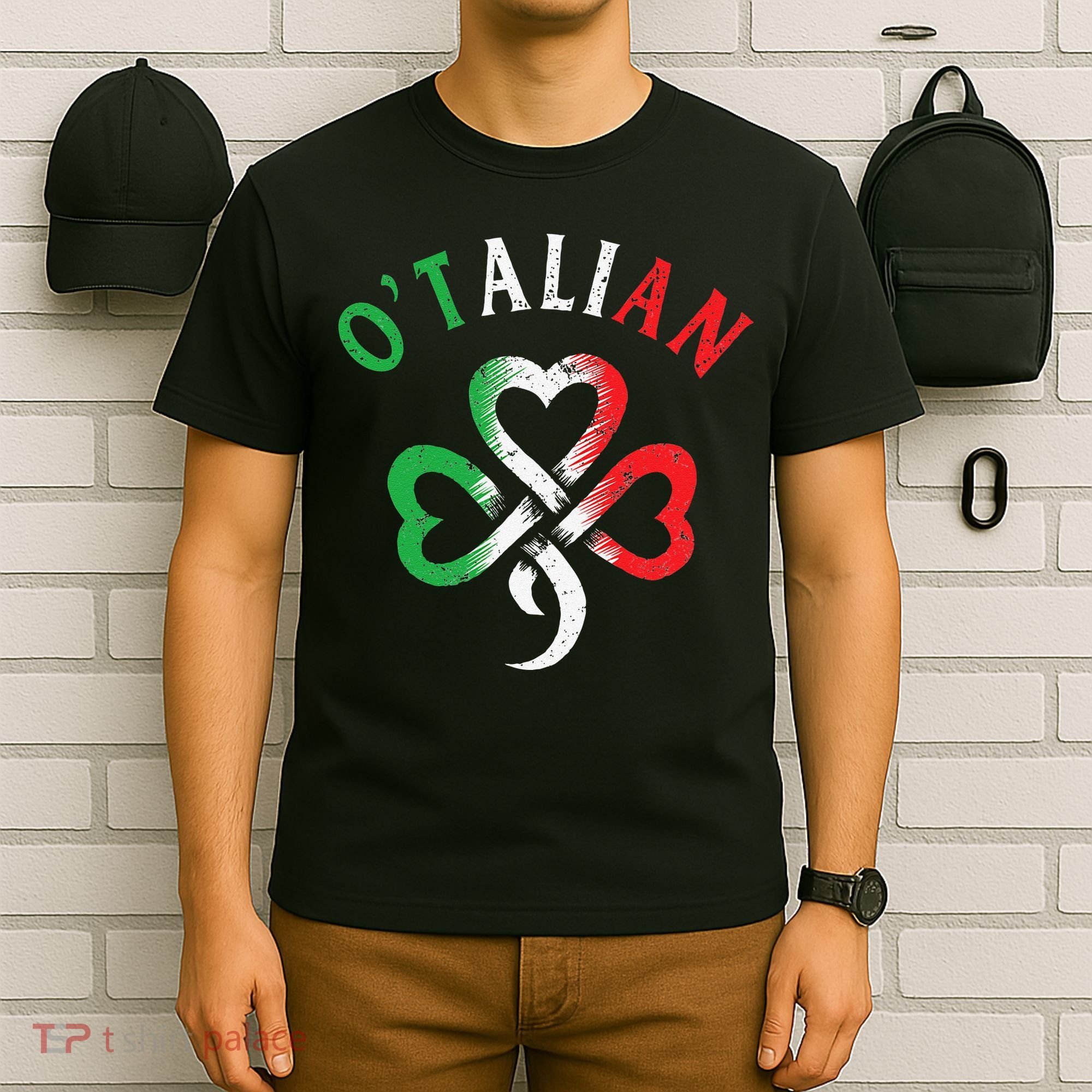 O'talian Italian St Patrick's Day Italia Flag Shamrock T-Shirt