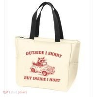 Outside I Skrrt Inside I Hurt Raccoon Tote Bag thumb 3