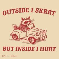 Outside I Skrrt Inside I Hurt Raccoon Tote Bag thumb 4