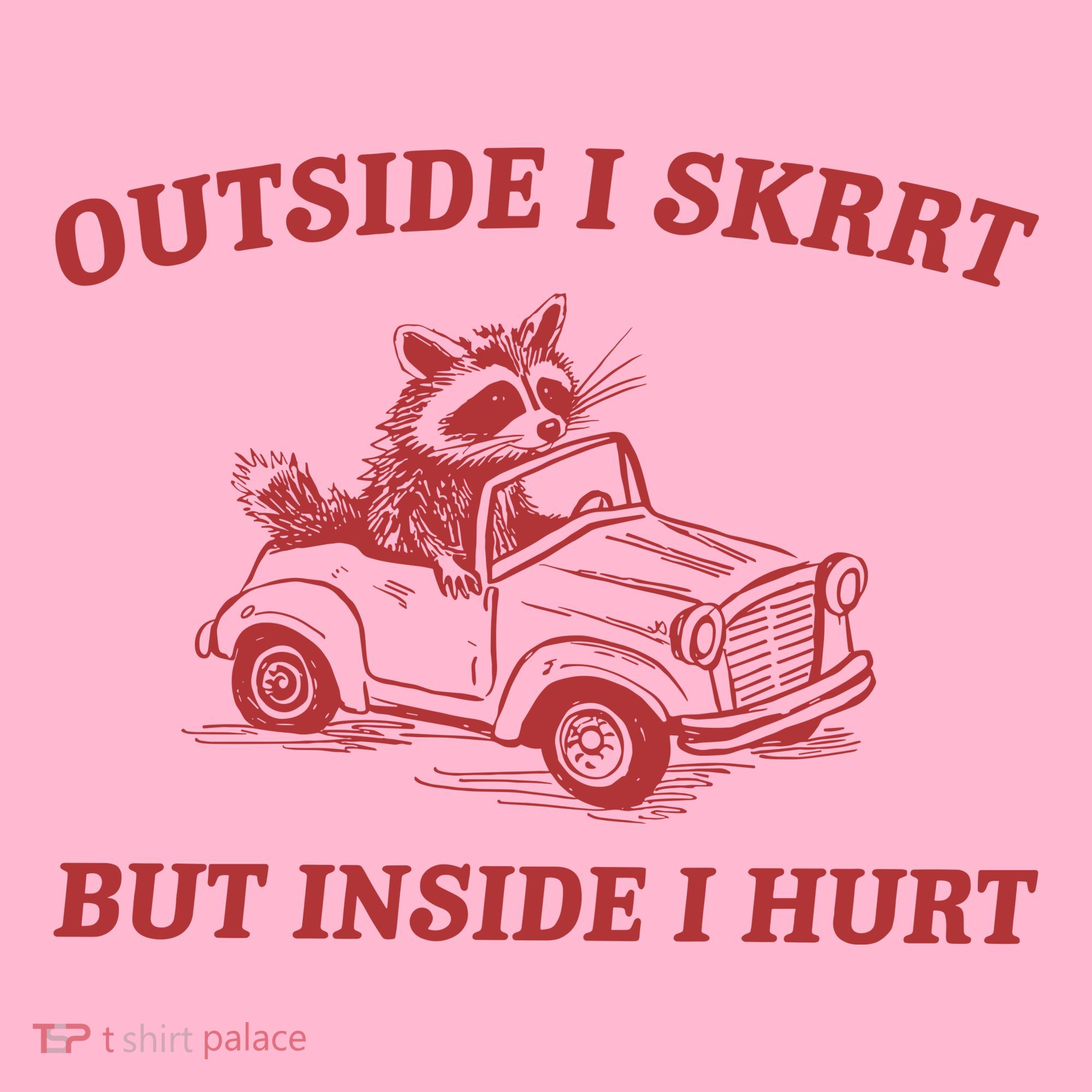Outside I Skrrt Inside I Hurt Raccoon Coaster