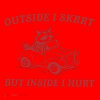 Outside I Skrrt Inside I Hurt Raccoon Santa Hat thumb 1