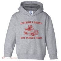 Outside I Skrrt Inside I Hurt Raccoon Toddler Hoodie thumb 0