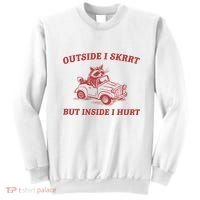 Outside I Skrrt Inside I Hurt Raccoon Sweatshirt thumb 0