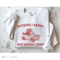 Outside I Skrrt Inside I Hurt Raccoon Sweatshirt thumb 2