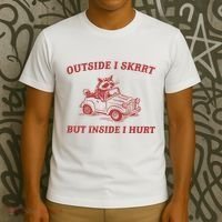 Outside I Skrrt Inside I Hurt Raccoon T-Shirt thumb 3