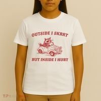 Outside I Skrrt Inside I Hurt Raccoon T-Shirt thumb 4