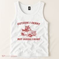 Outside I Skrrt Inside I Hurt Raccoon Tank Top thumb 2