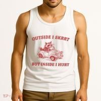 Outside I Skrrt Inside I Hurt Raccoon Tank Top thumb 3