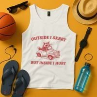 Outside I Skrrt Inside I Hurt Raccoon Tank Top thumb 4