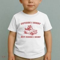 Outside I Skrrt Inside I Hurt Raccoon Toddler T-Shirt thumb 2