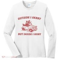 Outside I Skrrt Inside I Hurt Raccoon Women's Long Sleeve Shirt thumb 0