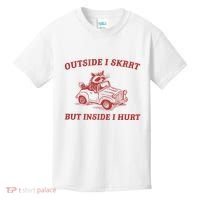 Outside I Skrrt Inside I Hurt Raccoon Kids T-Shirt thumb 0