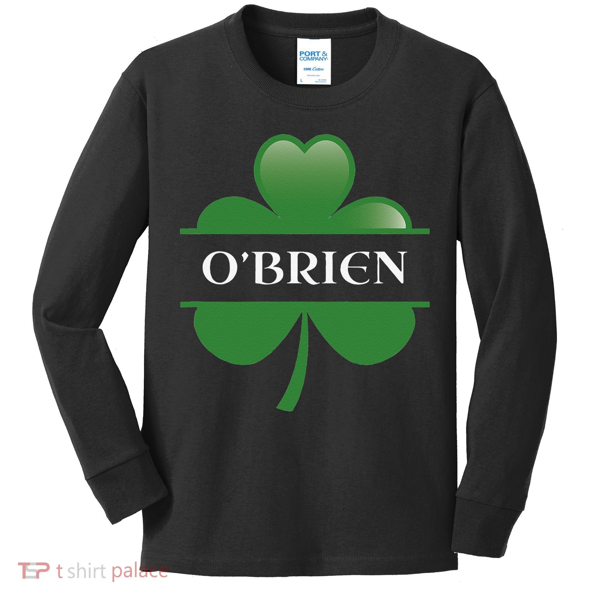 O'Brien Irish Shamrock Lucky St Patricks Day Gift Kids Long Sleeve Shirt