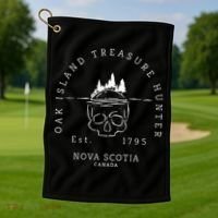 Oak Island Treasure Hunter Skull Gift Golf Towel thumb 1