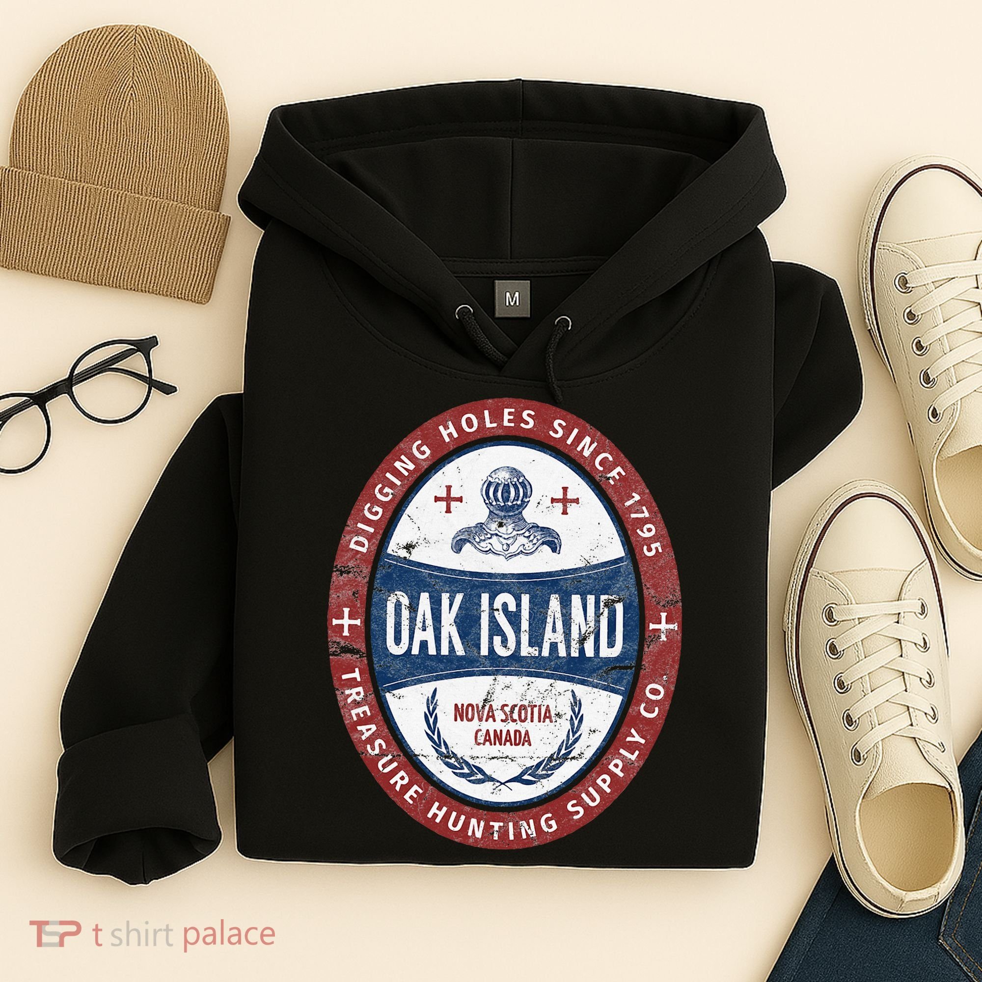 Oak Island Treasure Hunting Retro Templar Knight Treasure Gi Hoodie