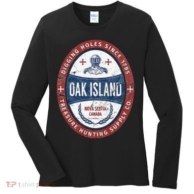 Oak Island Treasure Hunting Retro Templar Knight Treasure Gi Women's Long Sleeve Shirt