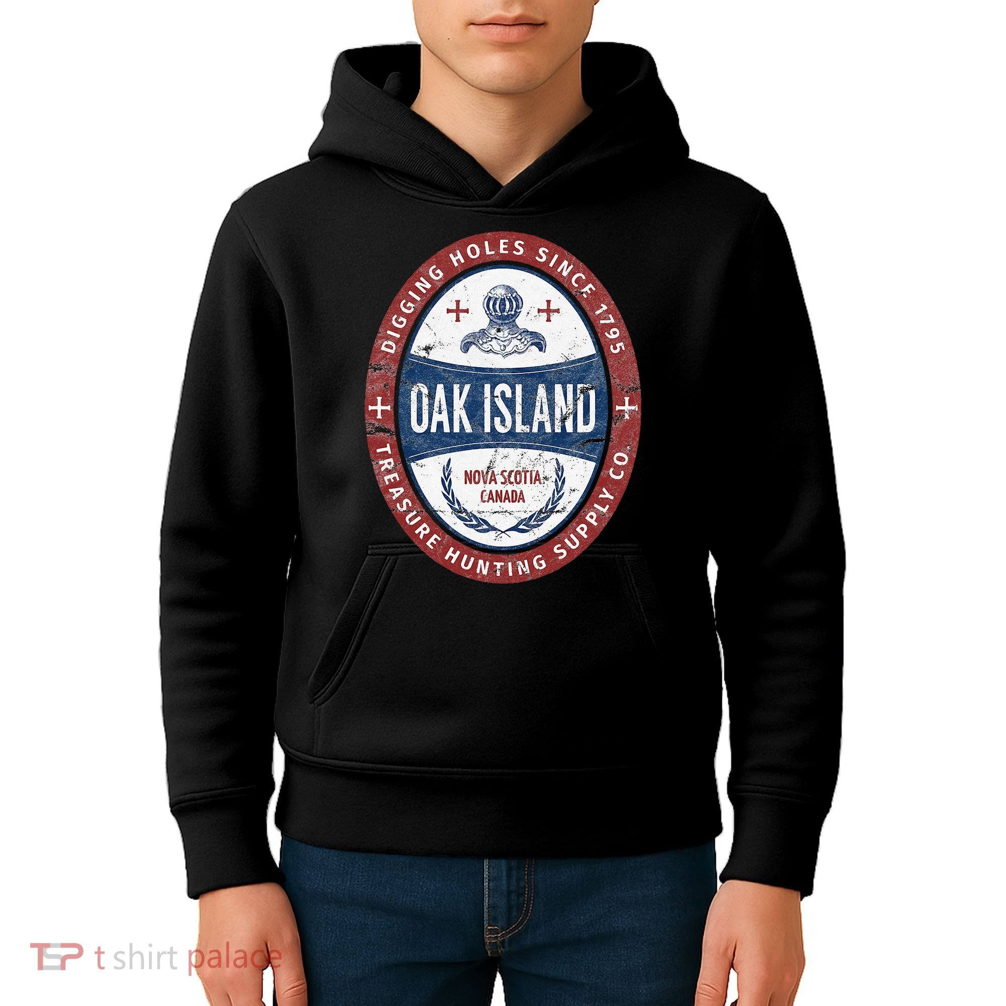 Oak Island Treasure Hunting Retro Templar Knight Treasure Gi Kids Hoodie