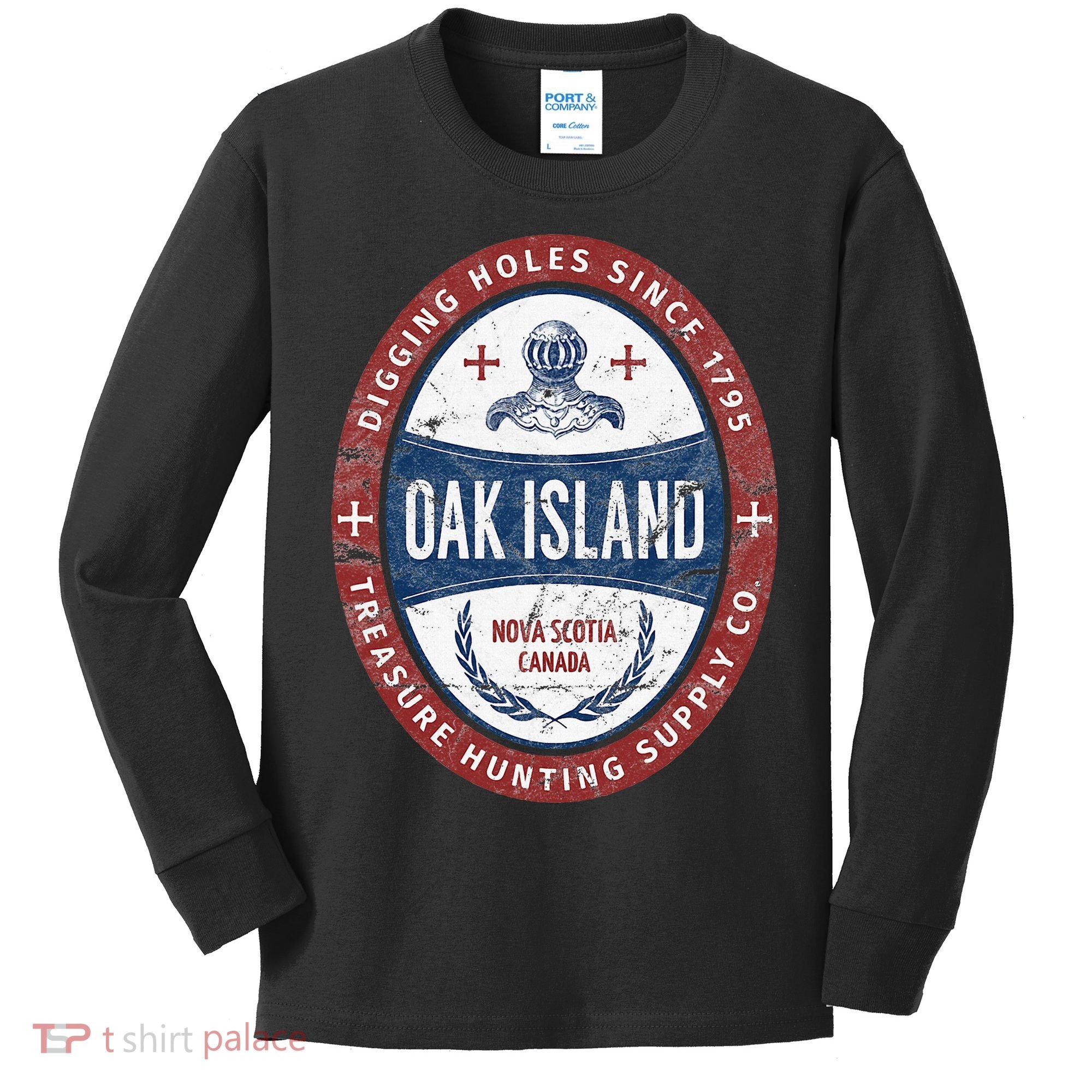 Oak Island Treasure Hunting Retro Templar Knight Treasure Gi Kids Long Sleeve Shirt