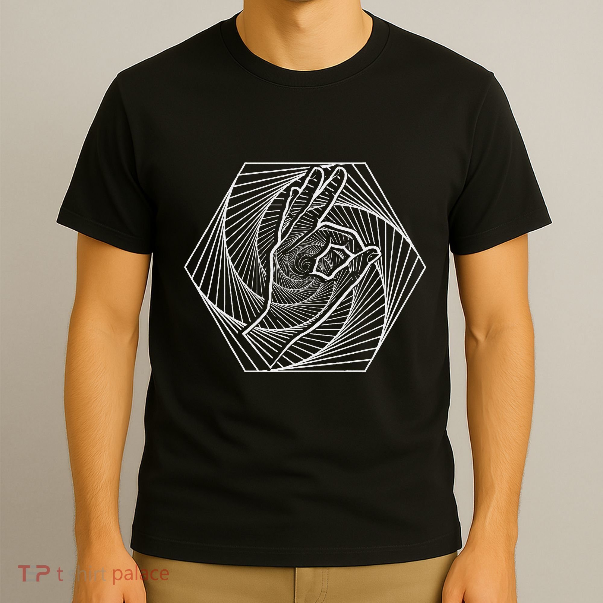 Optical Illusion You Looked Punch Shoulder Circle Game T-Shirt
