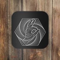 Optical Illusion You Looked Punch Shoulder Circle Game Coaster thumb 0