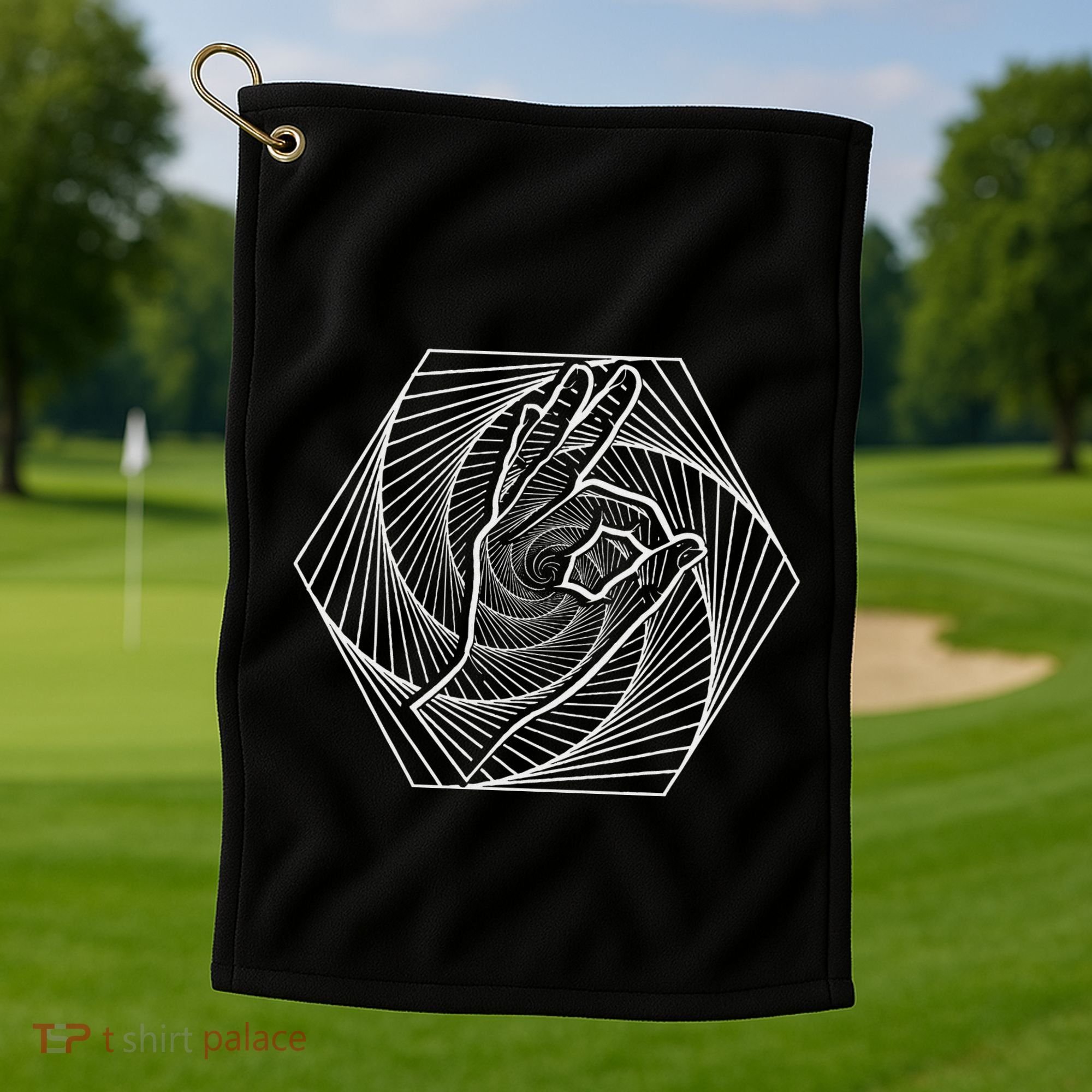 Optical Illusion You Looked Punch Shoulder Circle Game Golf Towel