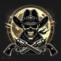 Outlaw Justice Cowboy Skull Guns For Western Lovers Long Sleeve Shirt thumb 2