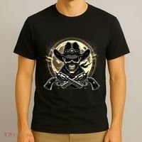 Outlaw Justice Cowboy Skull Guns For Western Lovers T-Shirt thumb 3