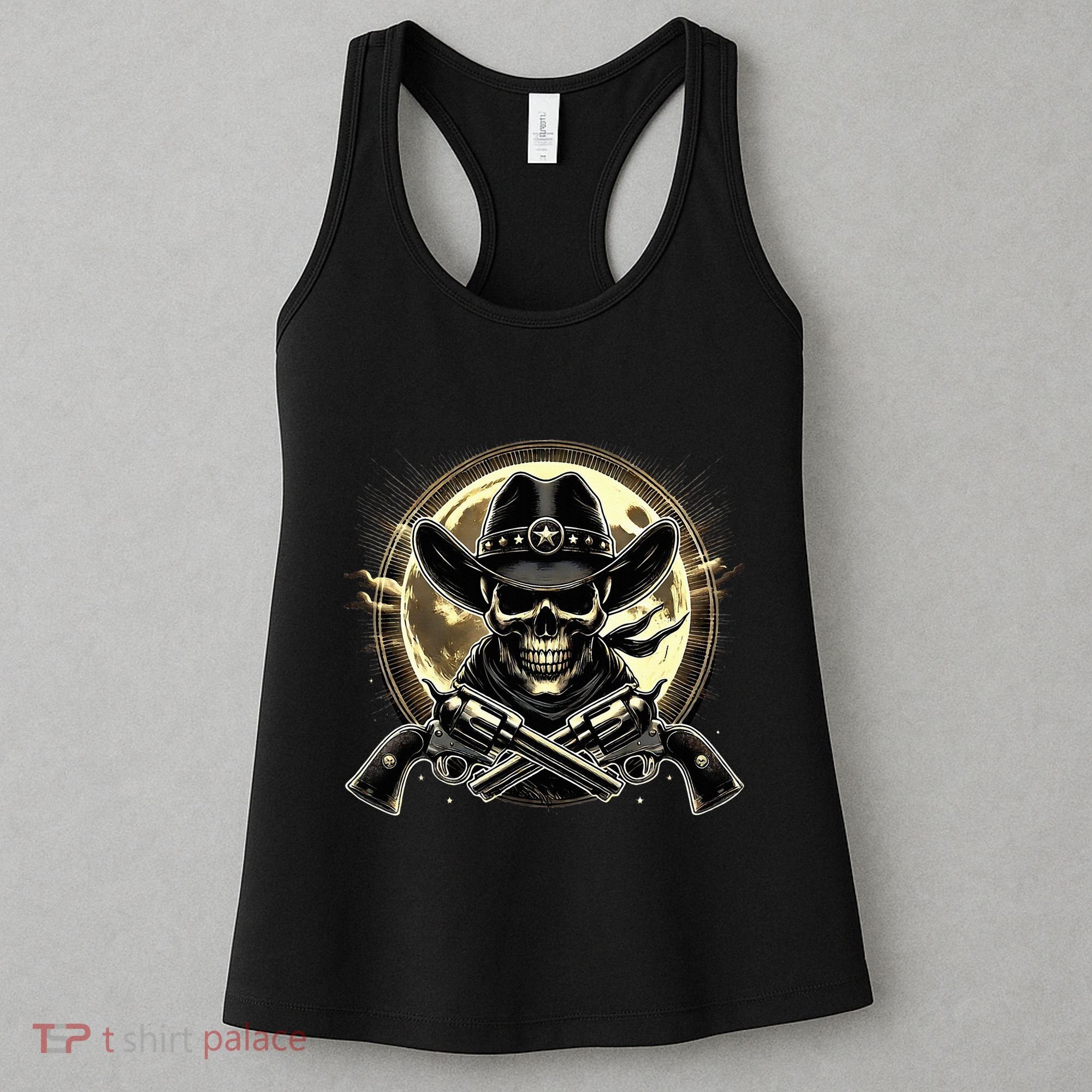 Outlaw Justice Cowboy Skull Guns For Western Lovers Women's Tank Top