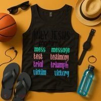 Only Jesus Can Turn A Mess To A Message Test Into Testimony Tank Top thumb 4