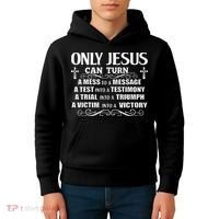 Only Jesus Can Turn A Mess To A Message Test Into Testimony Kids Hoodie thumb 4