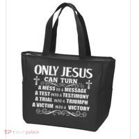 Only Jesus Can Turn A Mess To A Message Test Into Testimony Tote Bag thumb 3