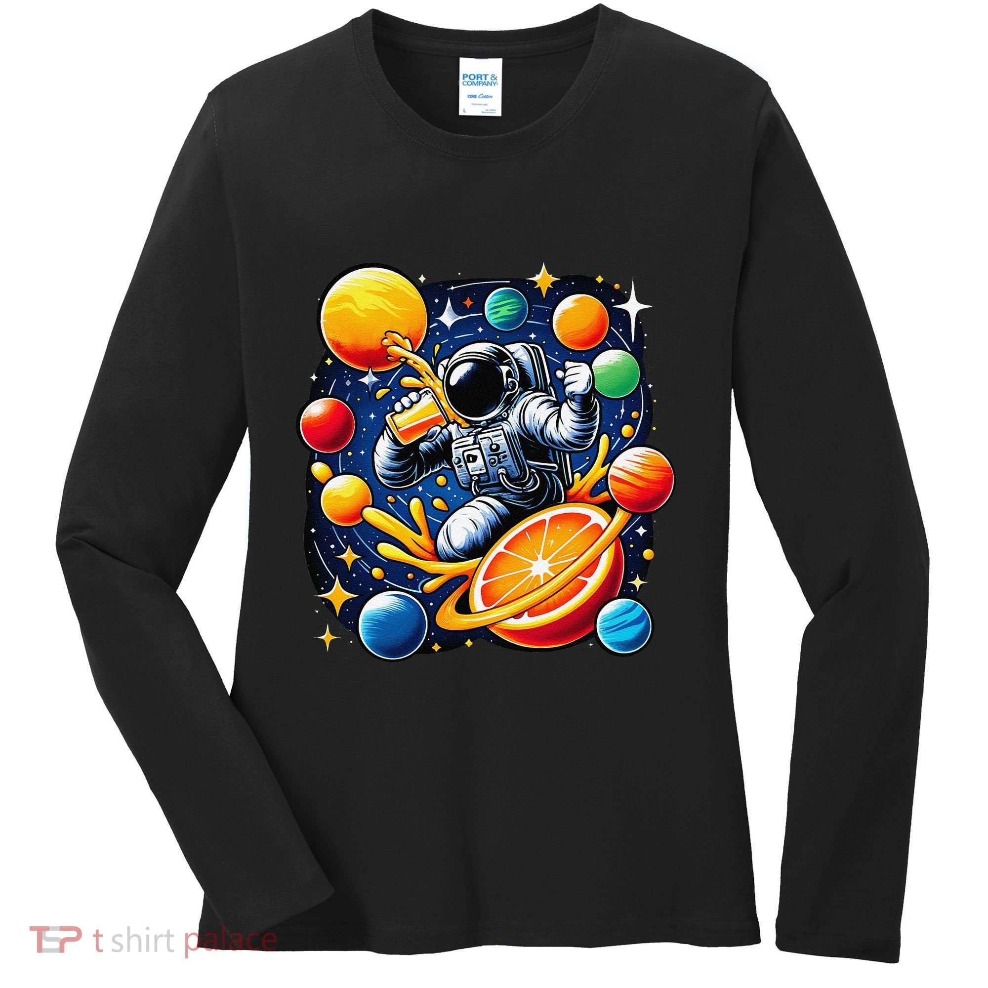 Orange Juice Lover Drinking Orange Juice Women's Long Sleeve Shirt
