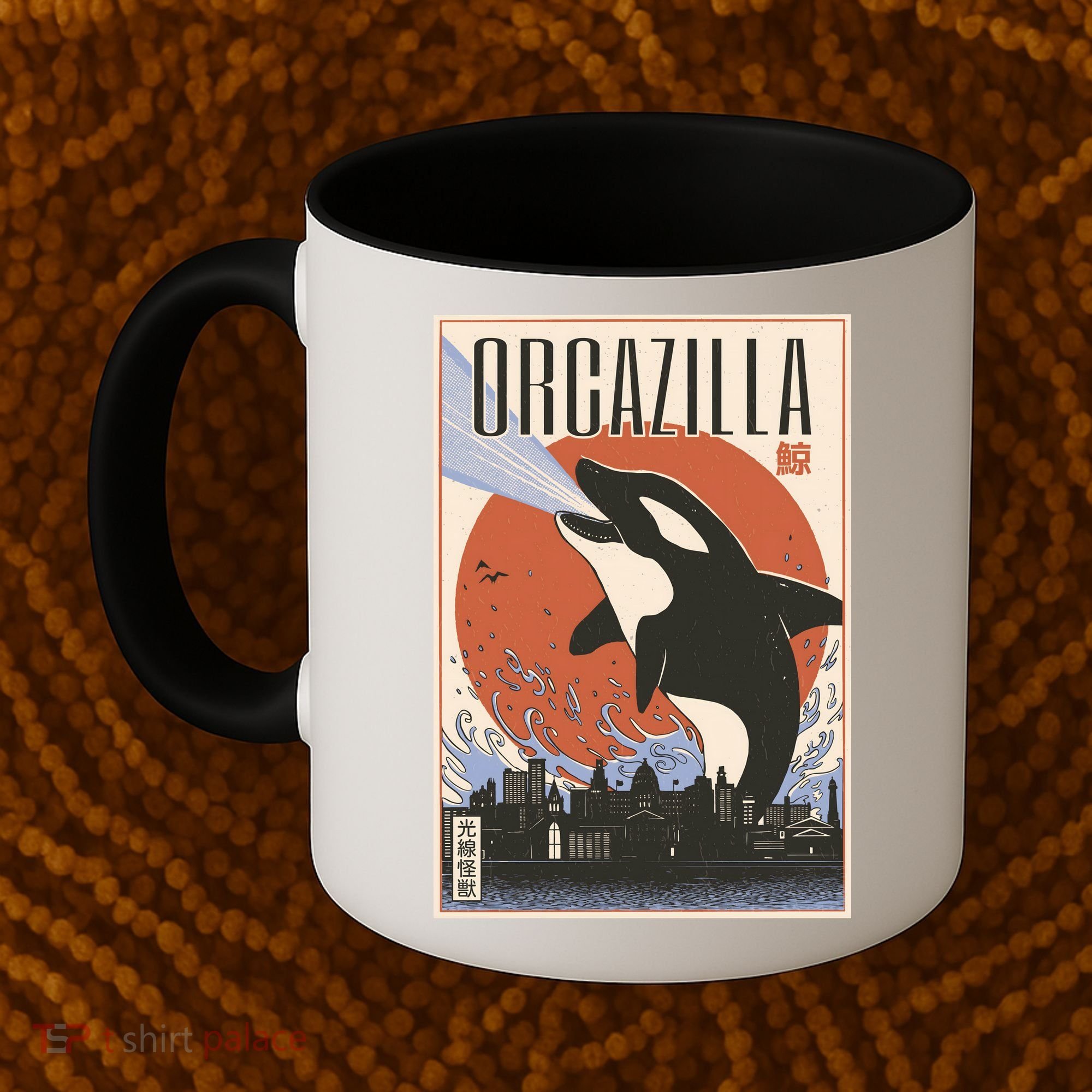 Orcazilla Japanese Poster Orca Coffee Mug