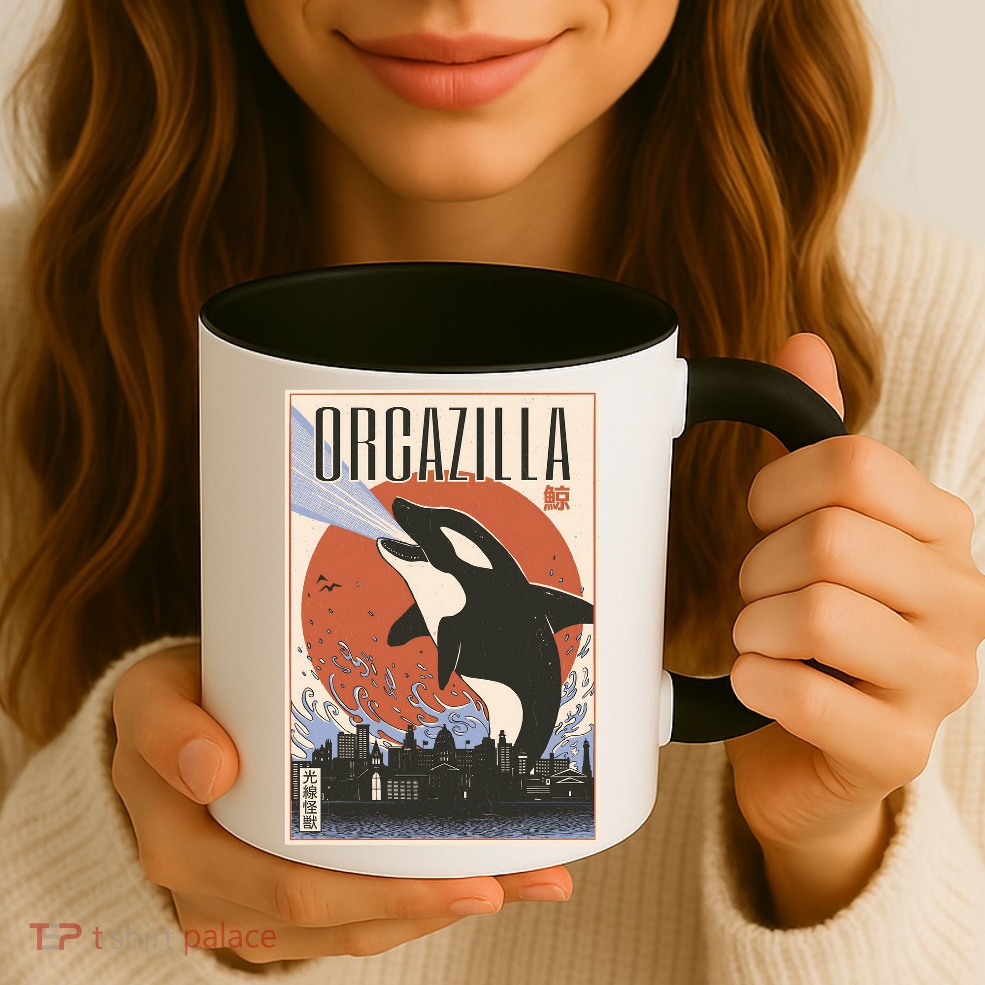 Orcazilla Japanese Poster Orca Coffee Mug
