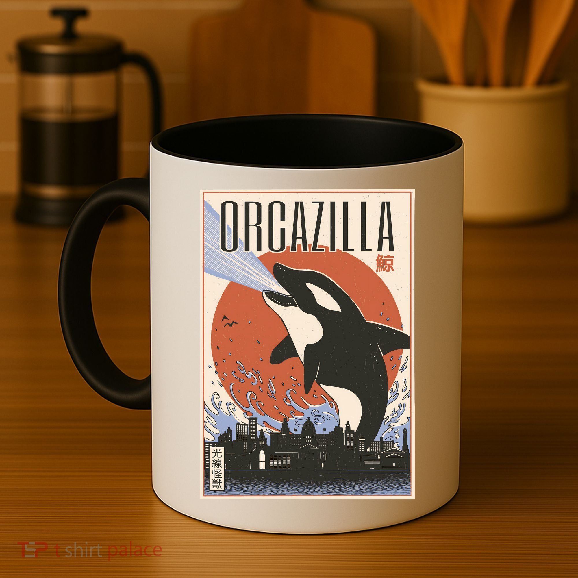 Orcazilla Japanese Poster Orca Coffee Mug