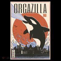 Orcazilla Japanese Poster Orca Women's Hoodie thumb 2