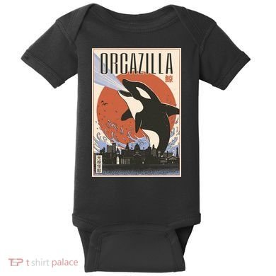 Orcazilla Japanese Poster Orca Baby Bodysuit