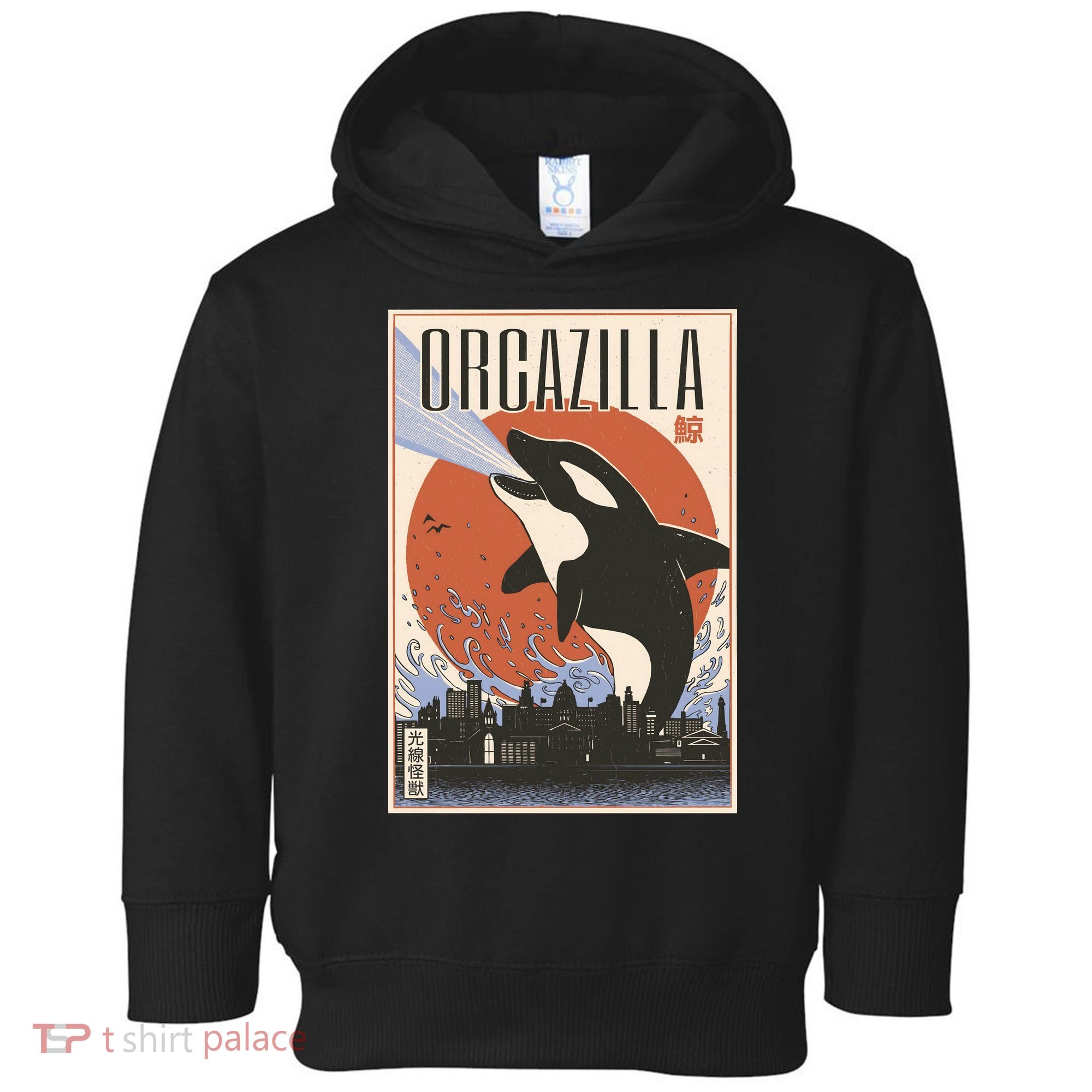 Orcazilla Japanese Poster Orca Toddler Hoodie