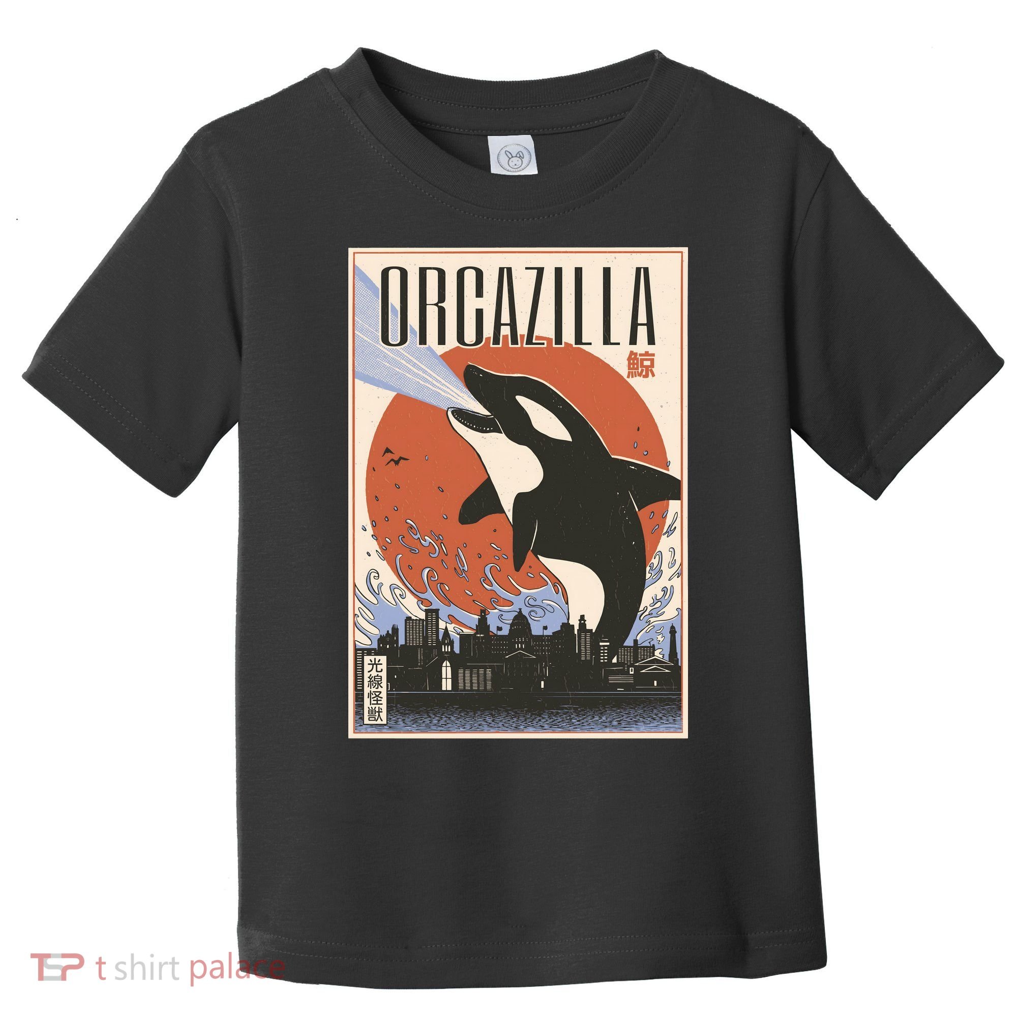 Orcazilla Japanese Poster Orca Toddler T-Shirt