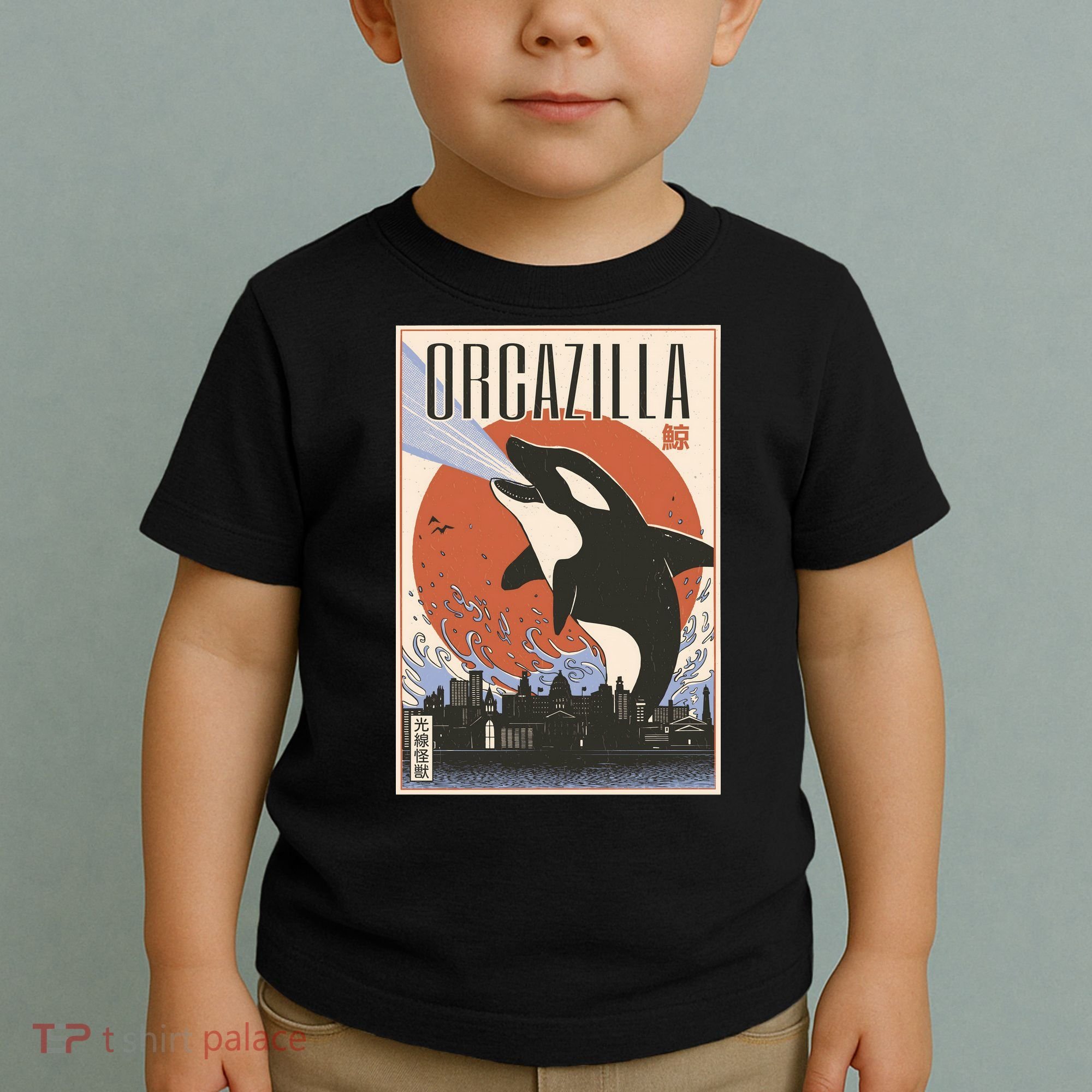 Orcazilla Japanese Poster Orca Toddler T-Shirt