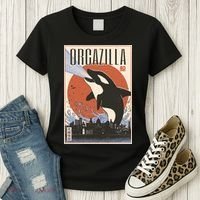 Orcazilla Japanese Poster Orca Women's T-Shirt thumb 3