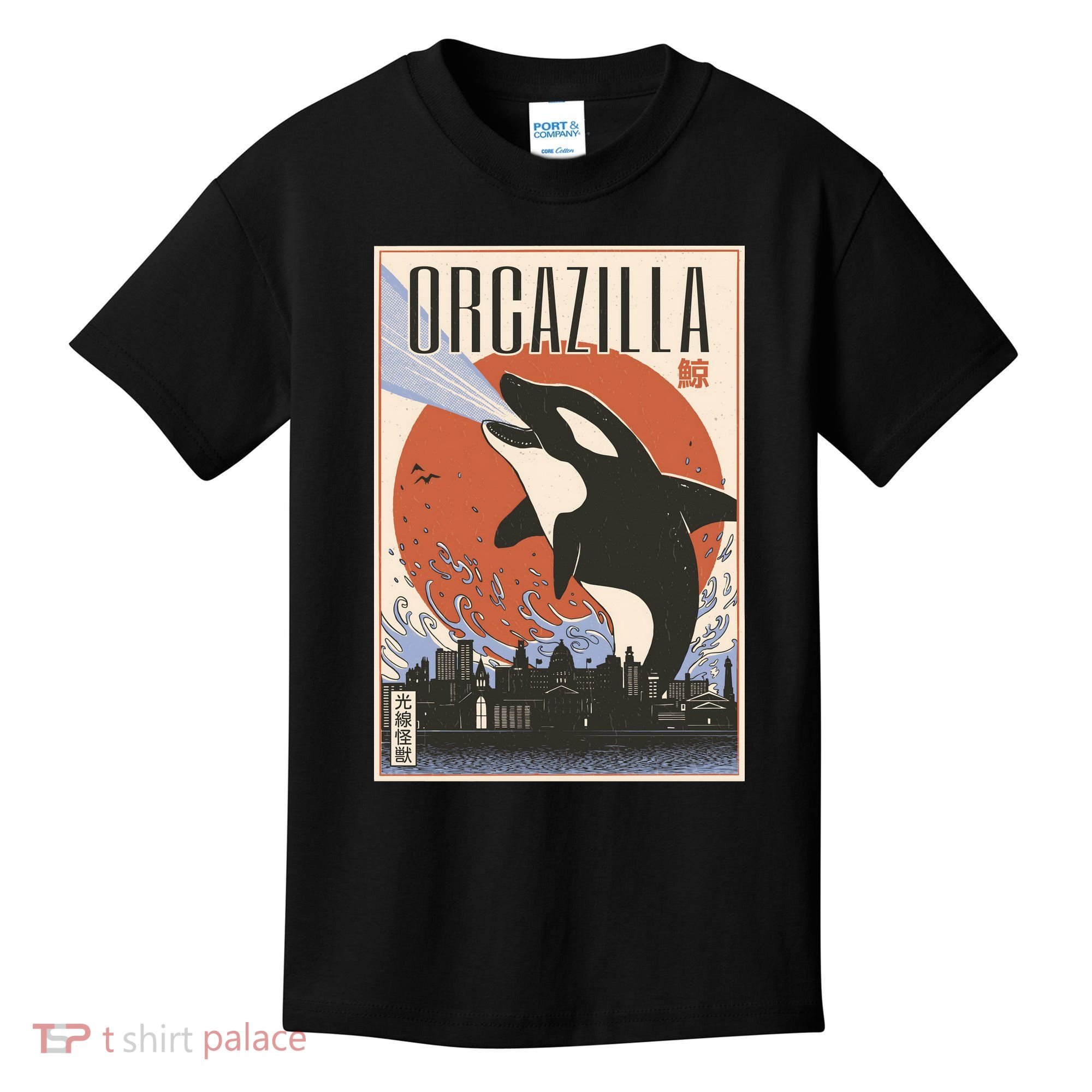 Orcazilla Japanese Poster Orca Kids T-Shirt