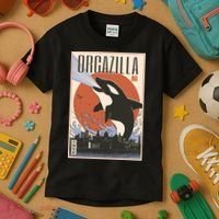 Orcazilla Japanese Poster Orca Kids T-Shirt thumb 3