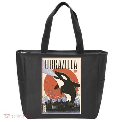 Orcazilla Japanese Poster Orca Tote Bag