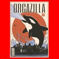Orcazilla Japanese Poster Orca Santa Hat thumb 1