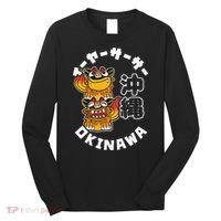 Okinawa Japan Shisa Guardian Lions Okinawa Japanese Kanji Long Sleeve Shirt thumb 0