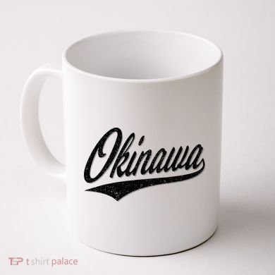 Okinawa Japan Varsity Script Retro Vintage Sports Style Coffee Mug