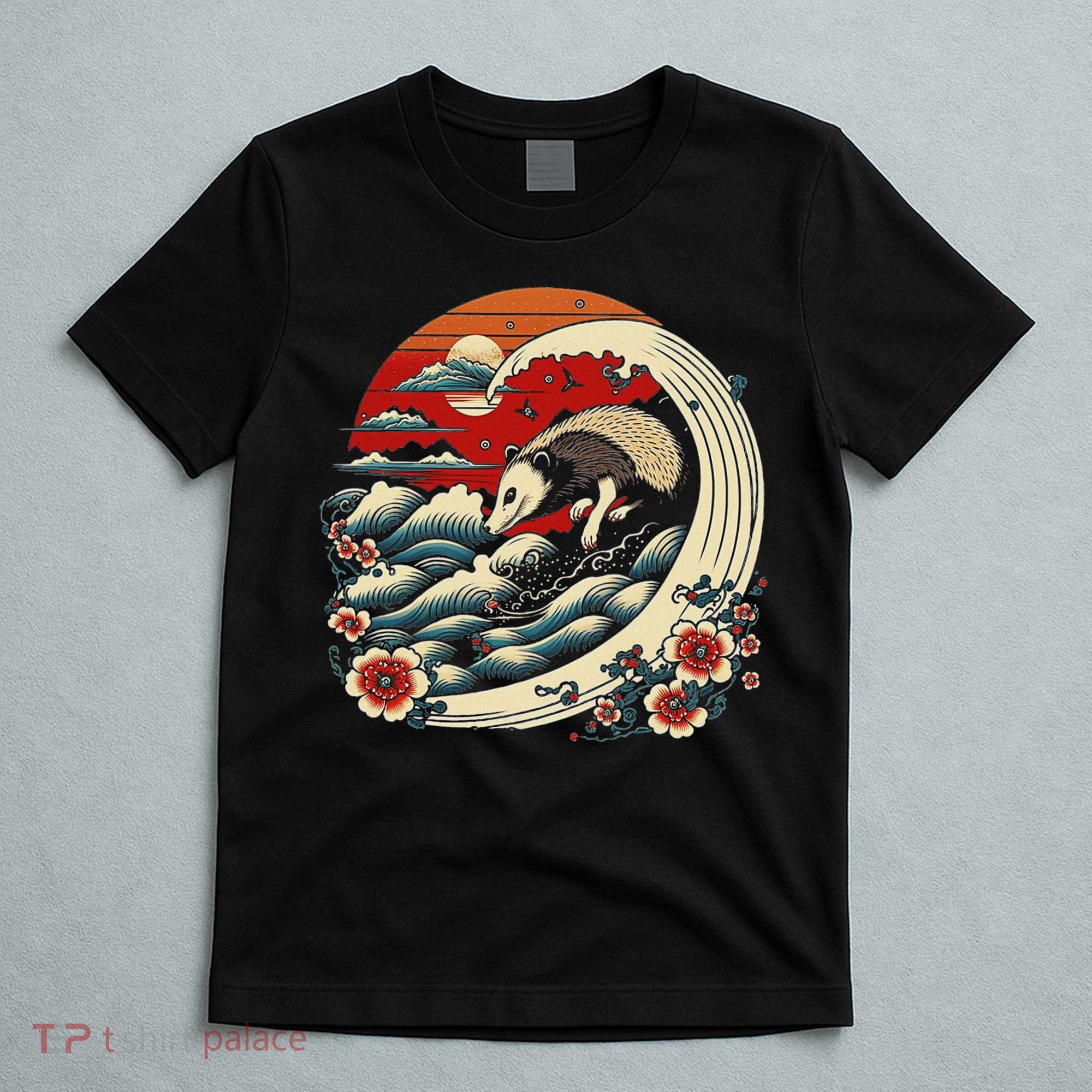 Opossum Japanese Wave Vintage Possum Lover T-Shirt